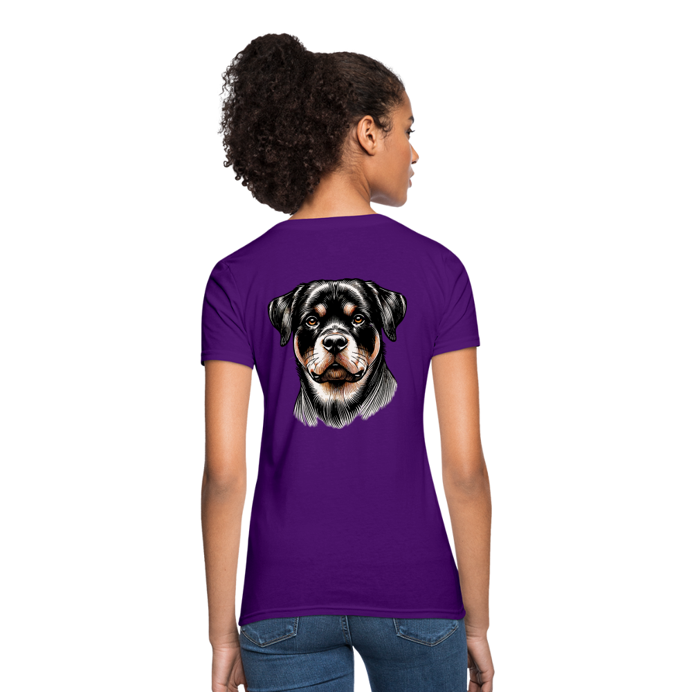 Fine Line Rottweiler Graphic Women's T-Shirt with Logo - purple