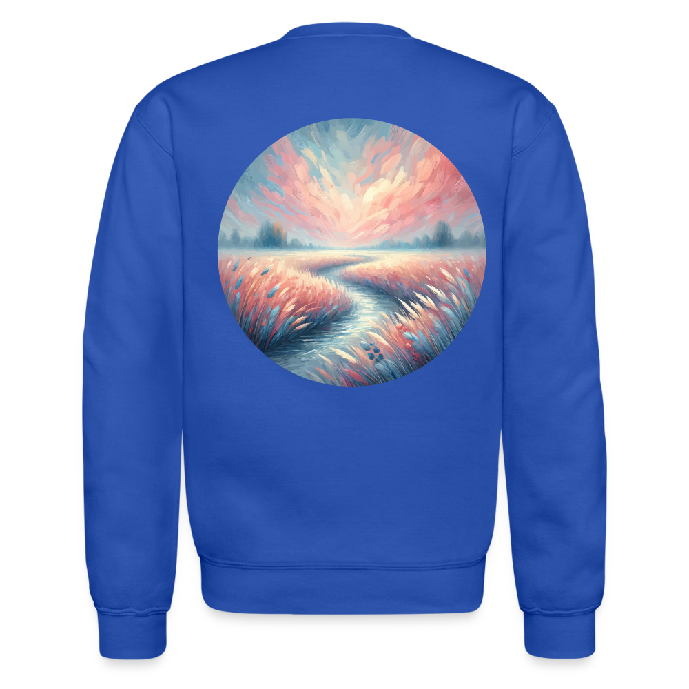 River Meadow Graphic Crewneck Sweatshirt with Logo - royal blue