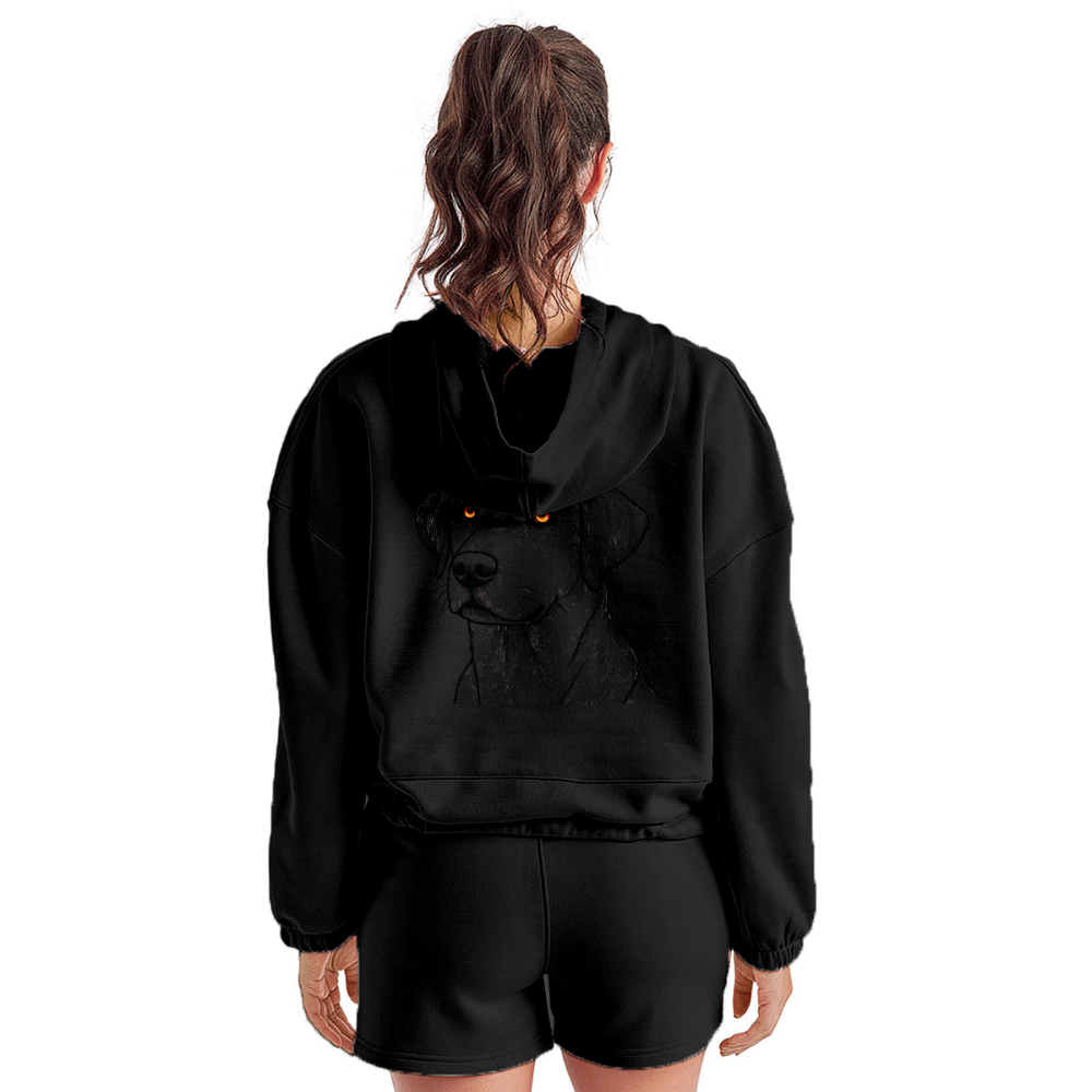 Women’s Fine Line Labrador Graphic Cropped Hoodie with Logo - black