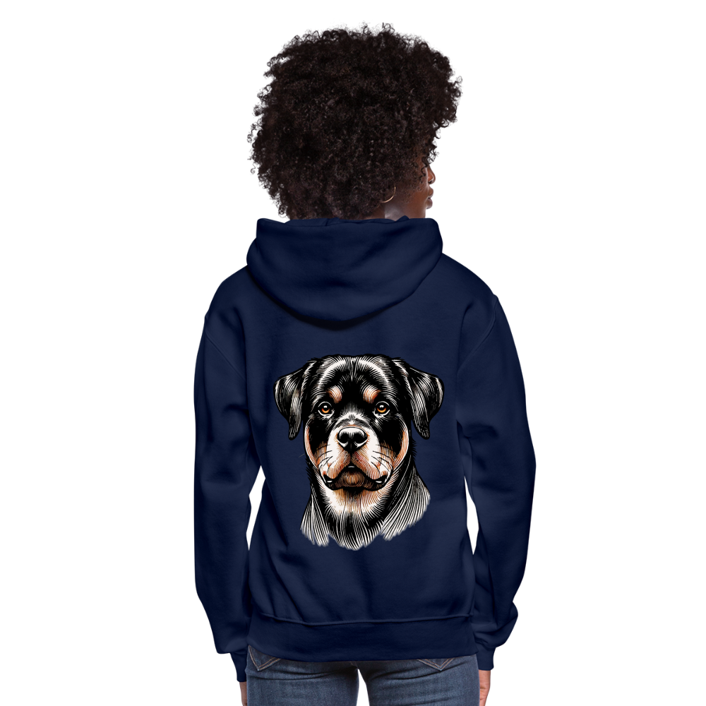 Women's Fine Line Rottweiler Graphic Hoodie with Logo - navy