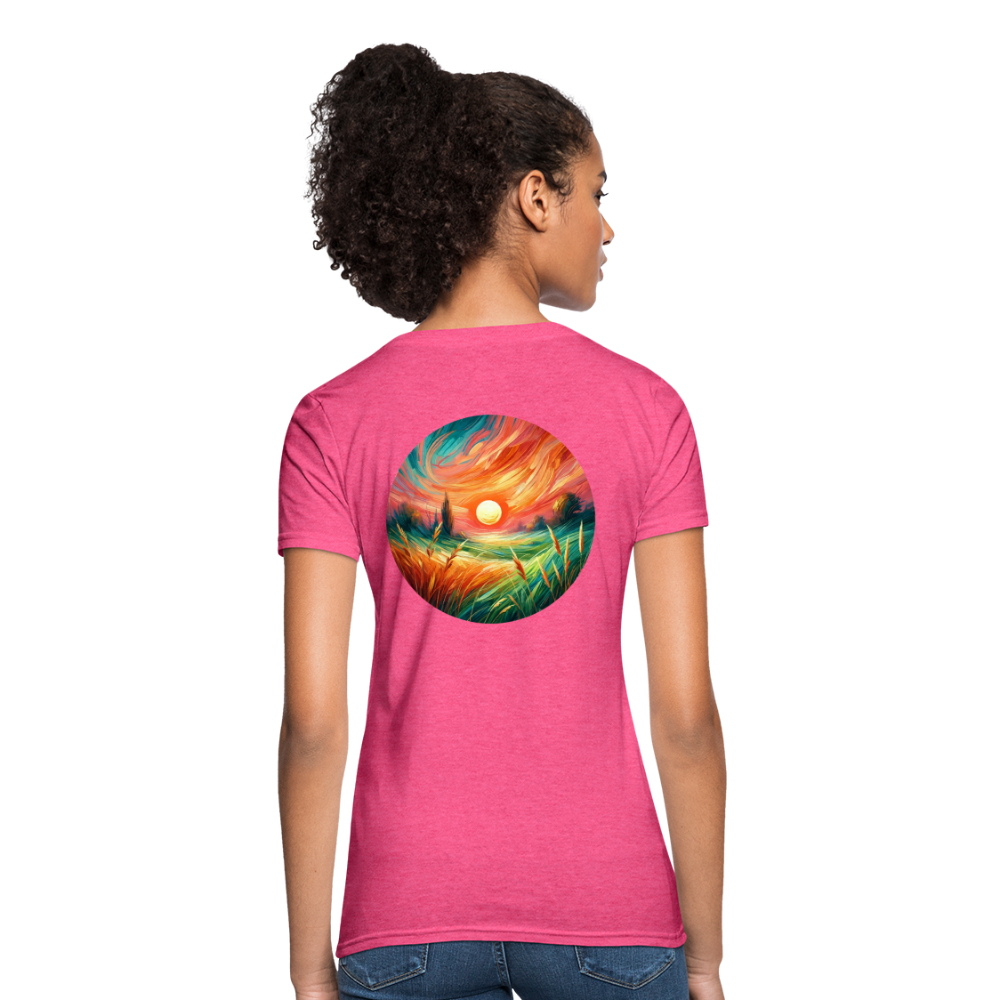 Women's Pink Wheat Field Graphic T-Shirt with Logo - heather pink