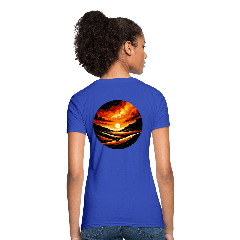 Women's Desert Sunset Graphic T-Shirt with Logo - royal blue