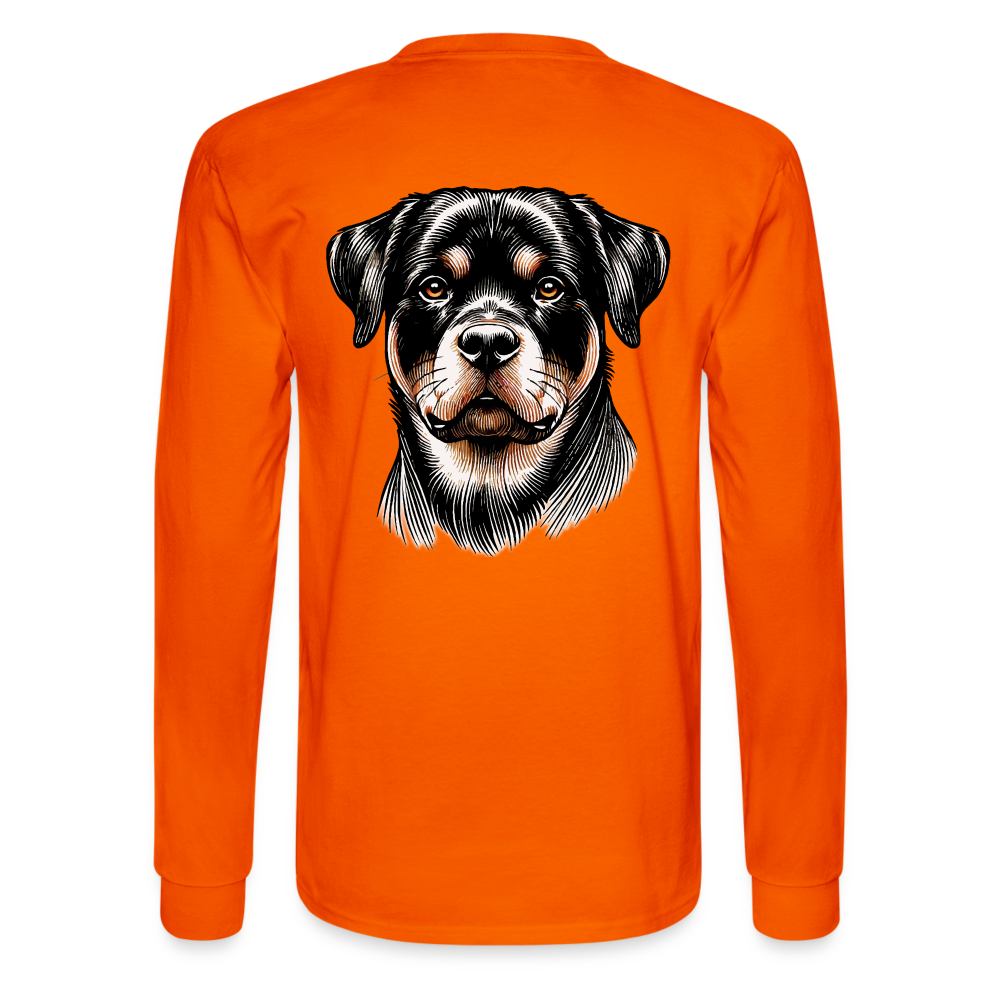 Men's Fine Line Rottweiler Graphic Long Sleeve Shirt with Logo - orange