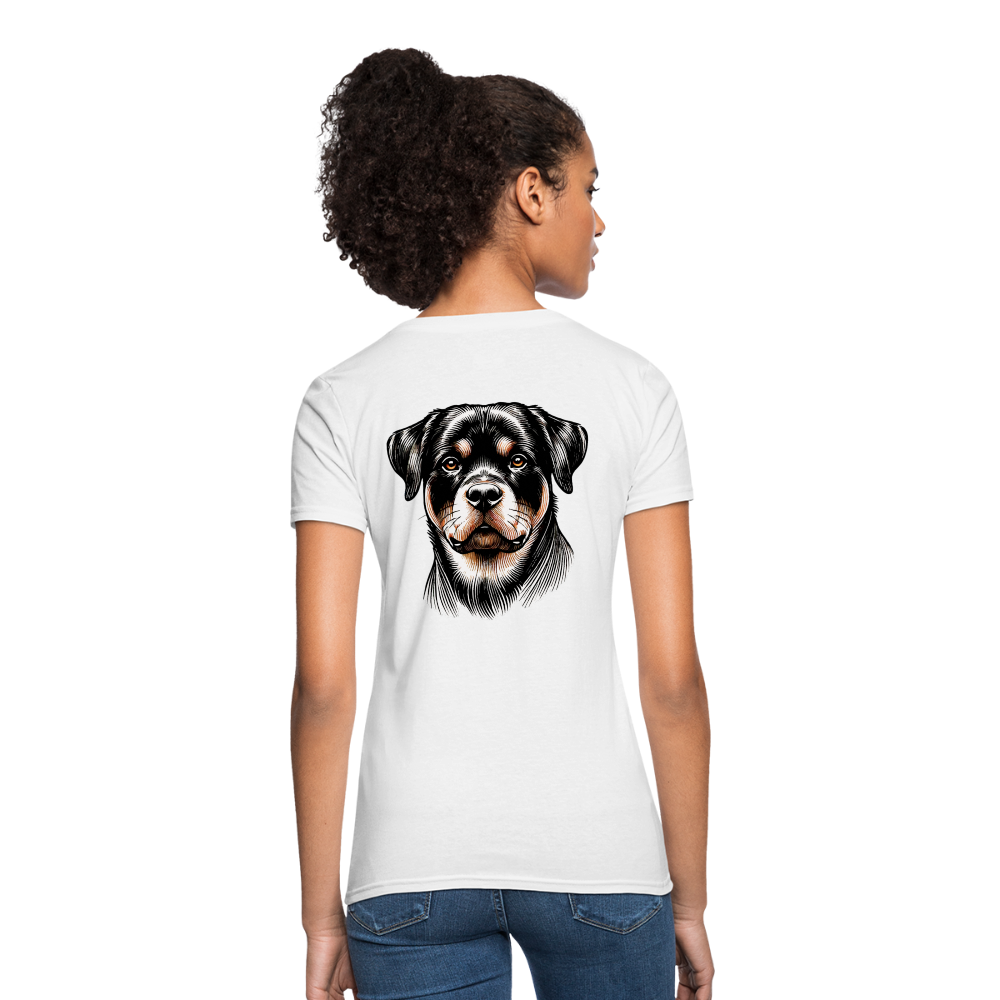 Fine Line Rottweiler Graphic Women's T-Shirt with Logo - white