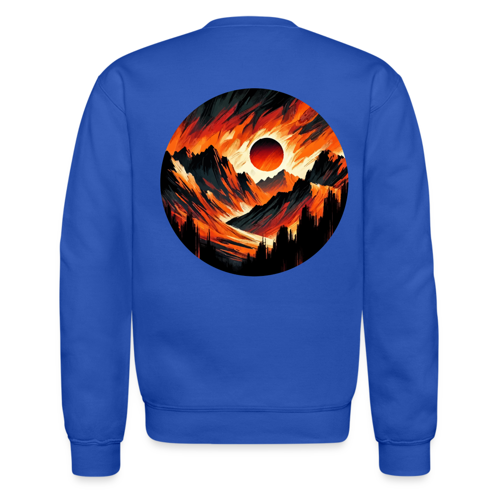 Orange and Black Mountain Range Crewneck Sweatshirt with Logo - royal blue