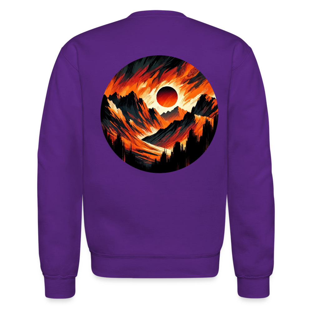 Orange and Black Mountain Range Crewneck Sweatshirt with Logo - purple