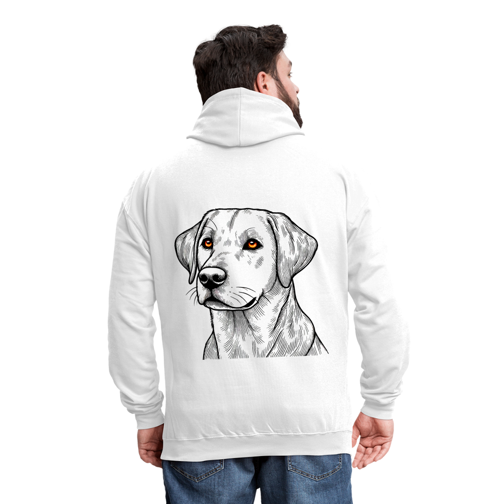 Fine Line Labrador Graphic Unisex Contrast Hoodie with Logo - white/gray