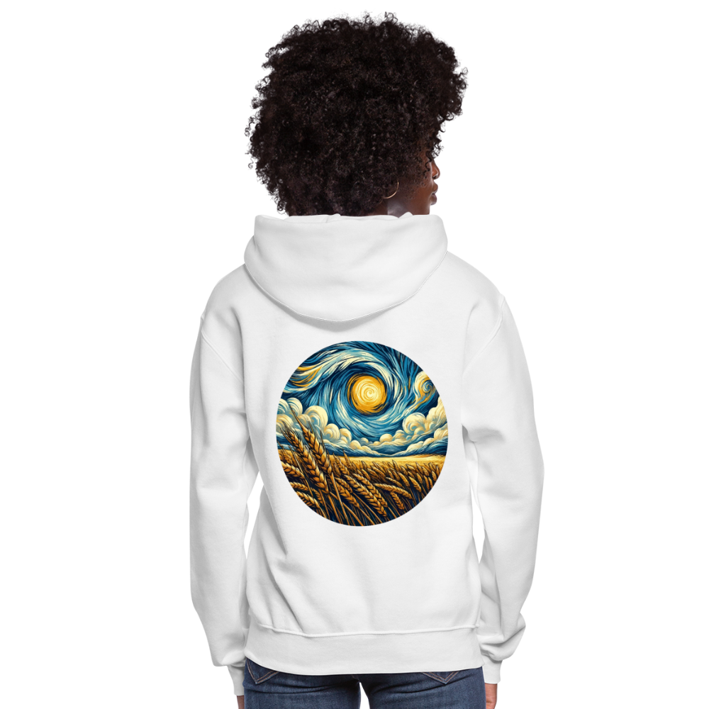 Women's Wheat Field Graphic Hoodie with Logo - white