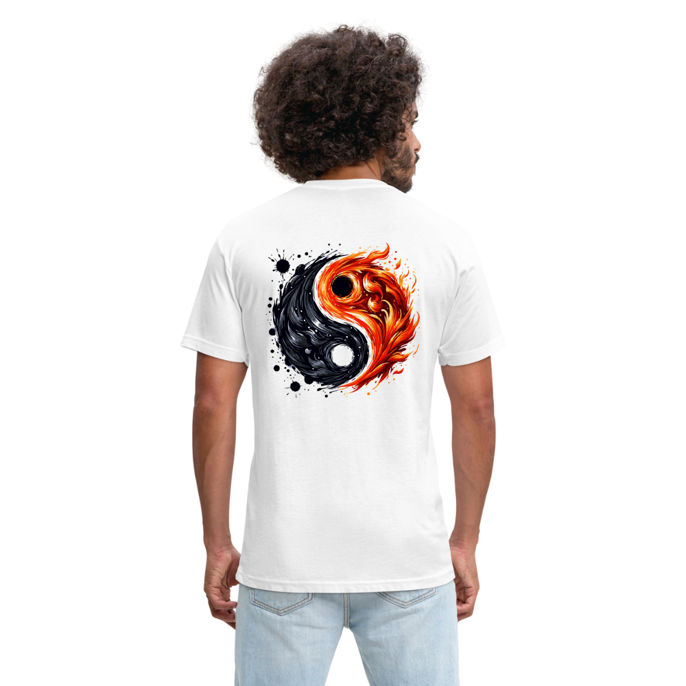 Official Ink and Ember  Yin and Yang Unisex Fitted Cotton/Poly T-Shirt with Logo - white