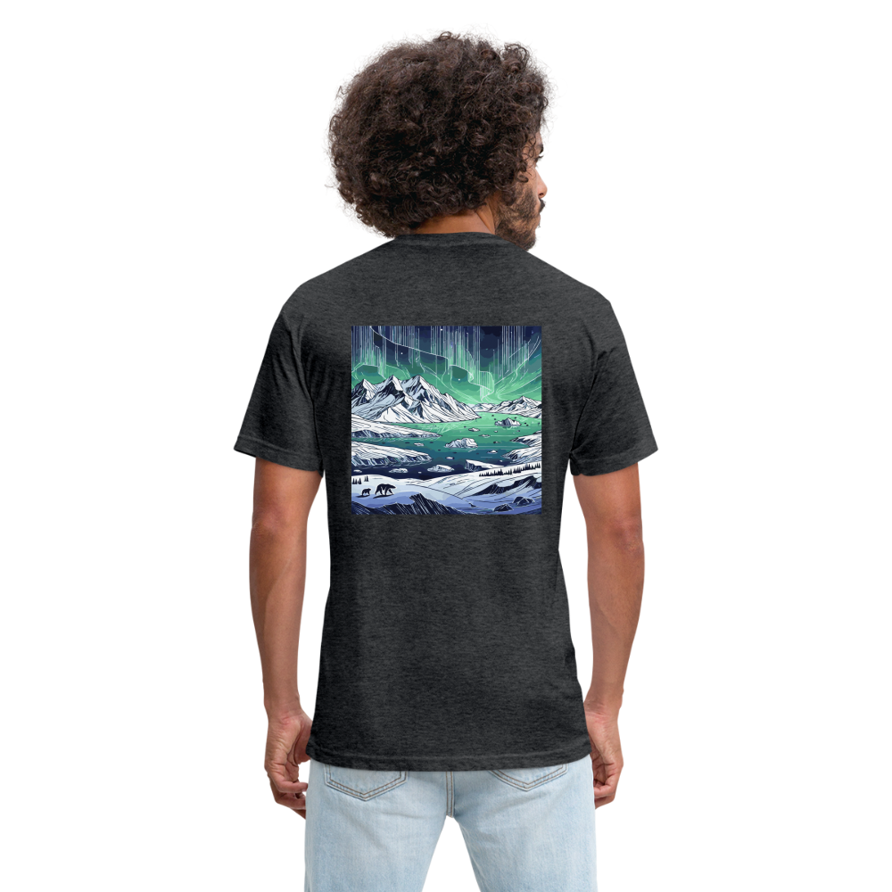 Colored Northern Lights Arctic Landscape Graphic Unisex Fitted Cotton/Poly T-Shirt with Logo - heather black