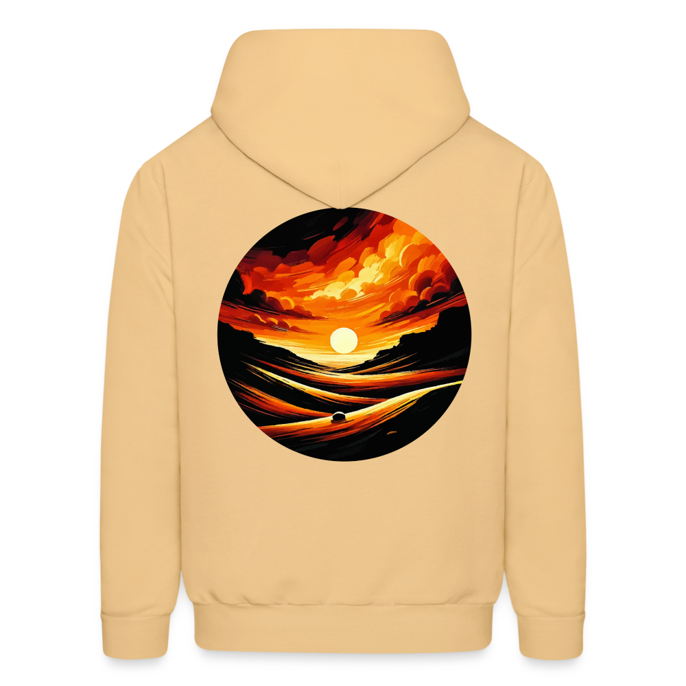 Men's Desert Sunset Graphic Hoodie with Logo - light yellow