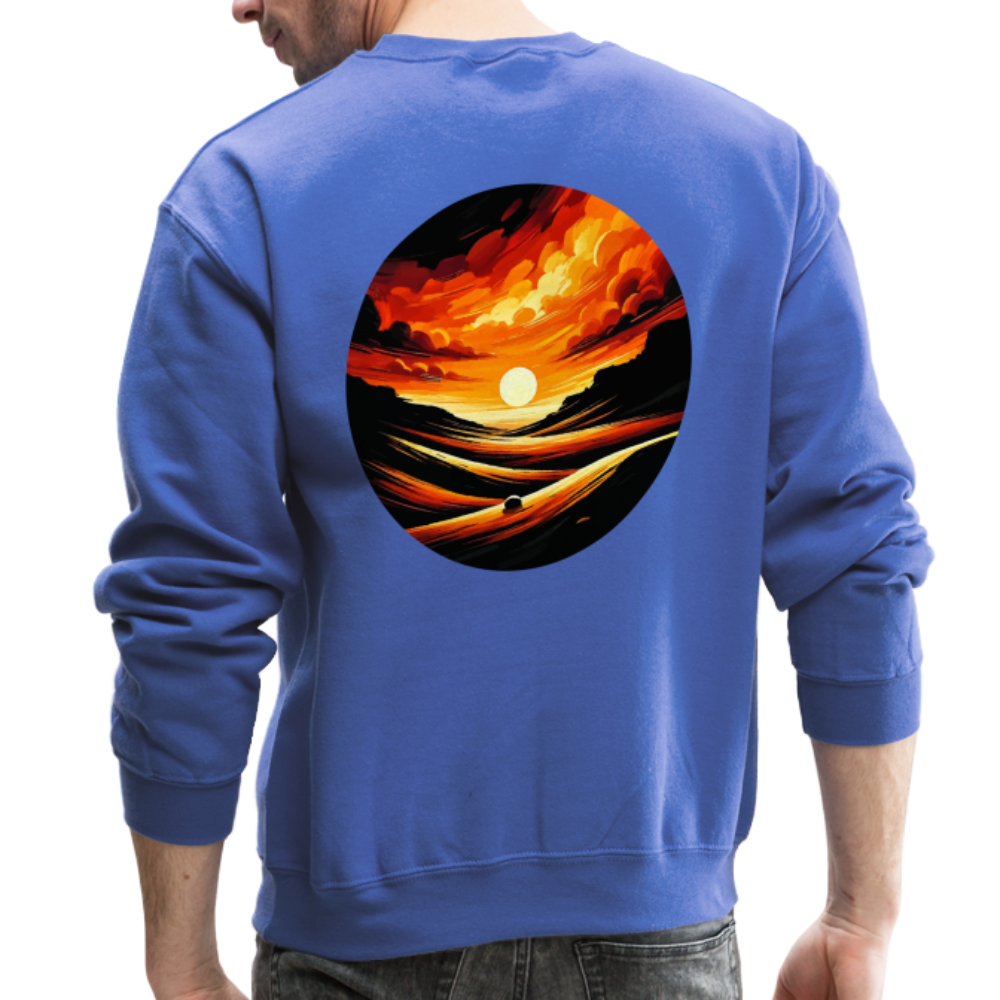 Desert Sunset Graphic Crewneck Sweatshirt with Logo - royal blue