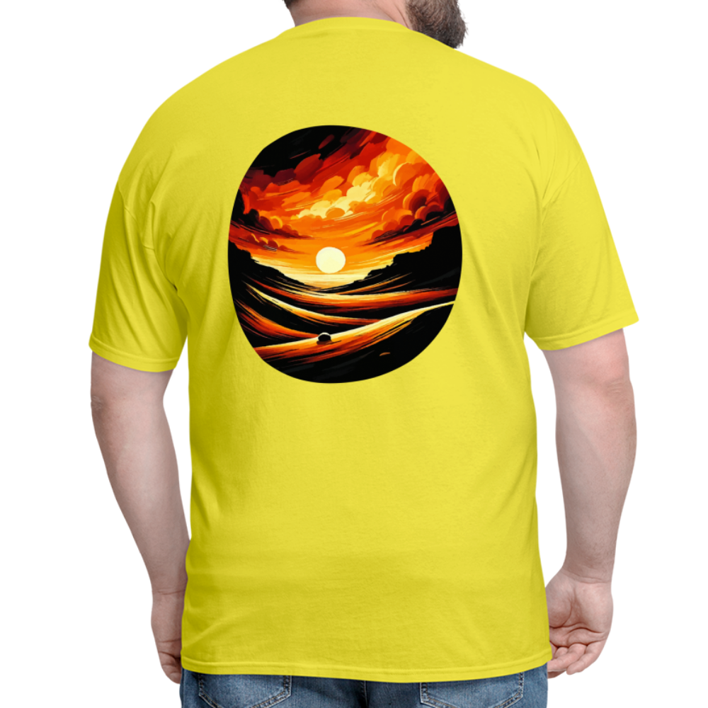 Desert Sunset Graphic Unisex Classic T-Shirt with Logo - yellow