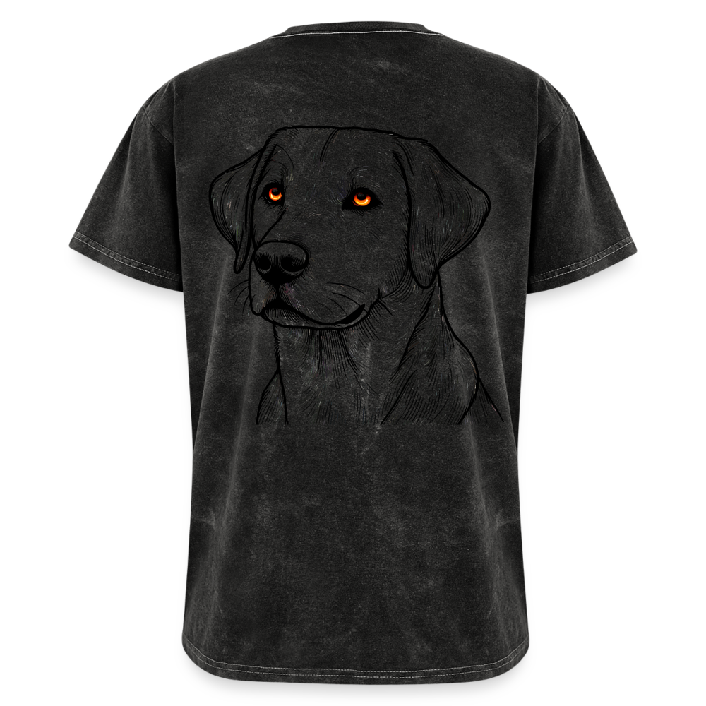 Fine Line Labrador Graphic Unisex Mineral Wash T-shirt with Logo - mineral black