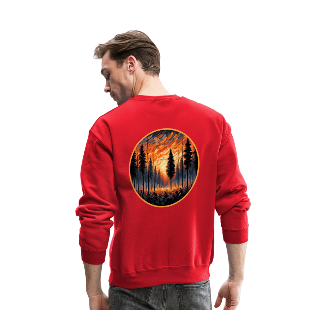 Orange Forest Sunset Crewneck Sweatshirt with Logo - red