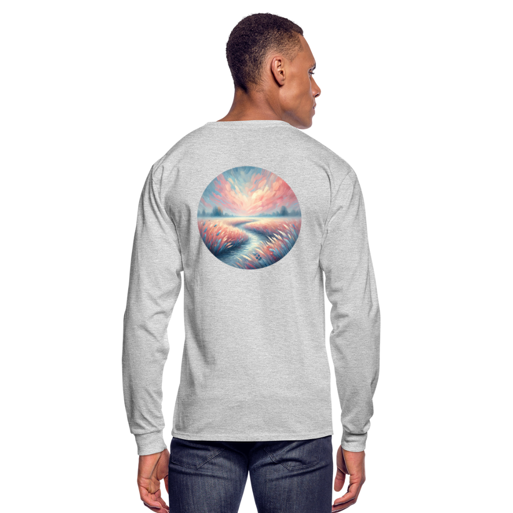 Men's River Meadow Graphic Long Sleeve Shirt with Logo - heather gray