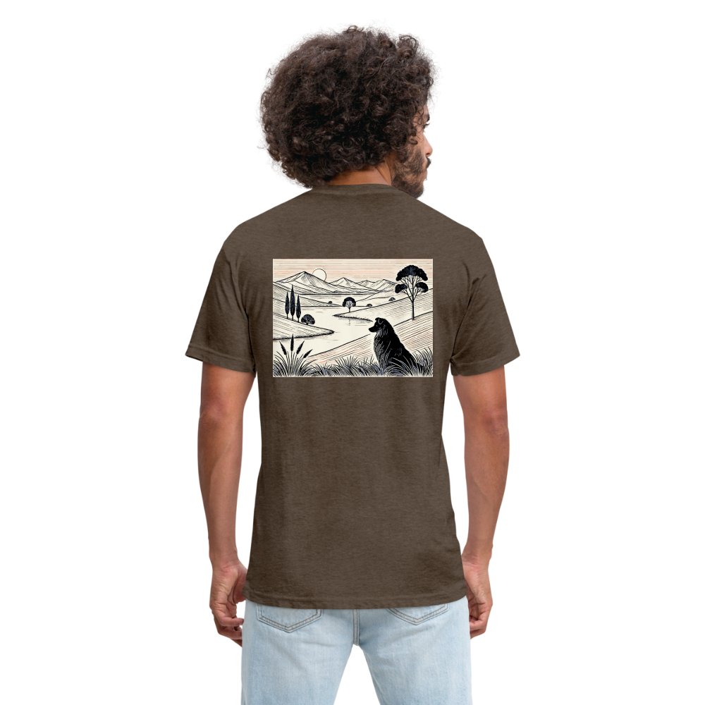 Australian Shepherd Prairie Graphic Unisex Fitted Cotton/Poly T-Shirt with Logo - heather espresso