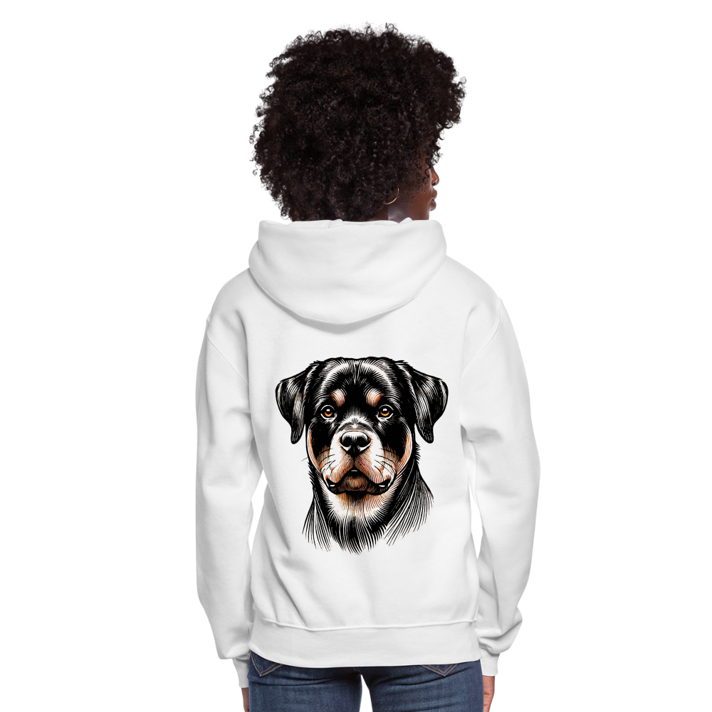 Women's Fine Line Rottweiler Graphic Hoodie with Logo - white