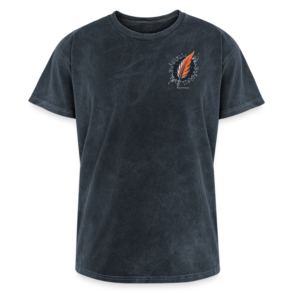 Desert Oasis Graphic Unisex Mineral Wash T-shirt with Logo - mineral navy