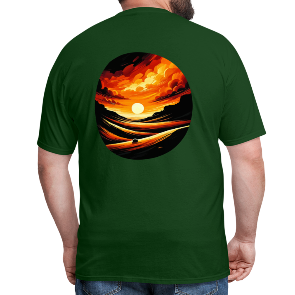 Desert Sunset Graphic Unisex Classic T-Shirt with Logo - forest green