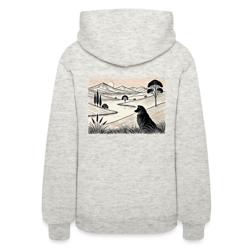 Women's Australian Shepherd Prairie Graphic Hoodie with Logo - heather oatmeal