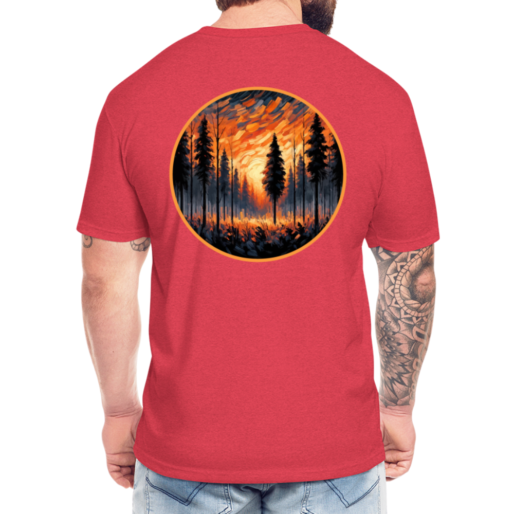 Orange Forest Sunset Graphic Unisex Fitted Cotton/Poly T-Shirt with Logo - heather red