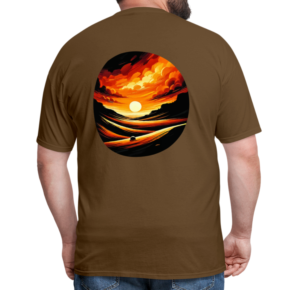 Desert Sunset Graphic Unisex Classic T-Shirt with Logo - brown