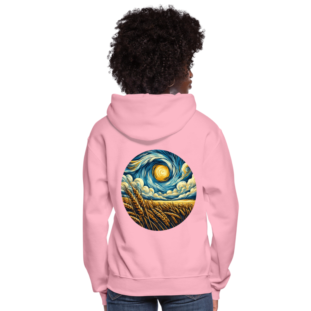 Women's Wheat Field Graphic Hoodie with Logo - classic pink