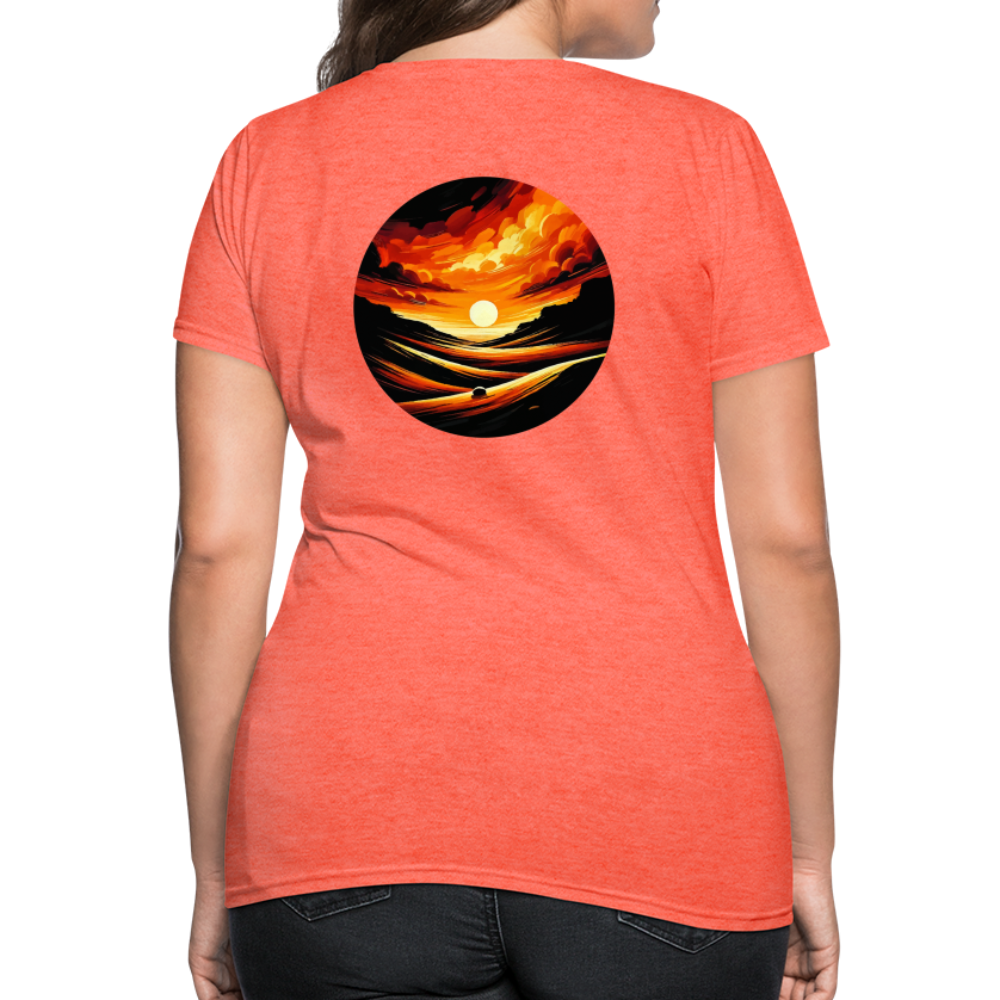 Women's Desert Sunset Graphic T-Shirt with Logo - heather coral