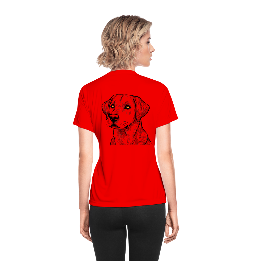 Women's Fine Line Labrador Graphic Moisture Wicking Performance T-Shirt with Logo - red