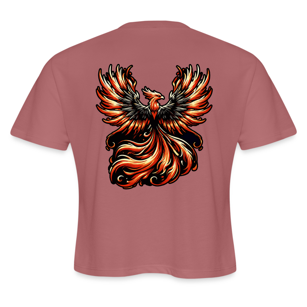 Women's Phoenix Graphic Cropped T-Shirt with Logo - mauve