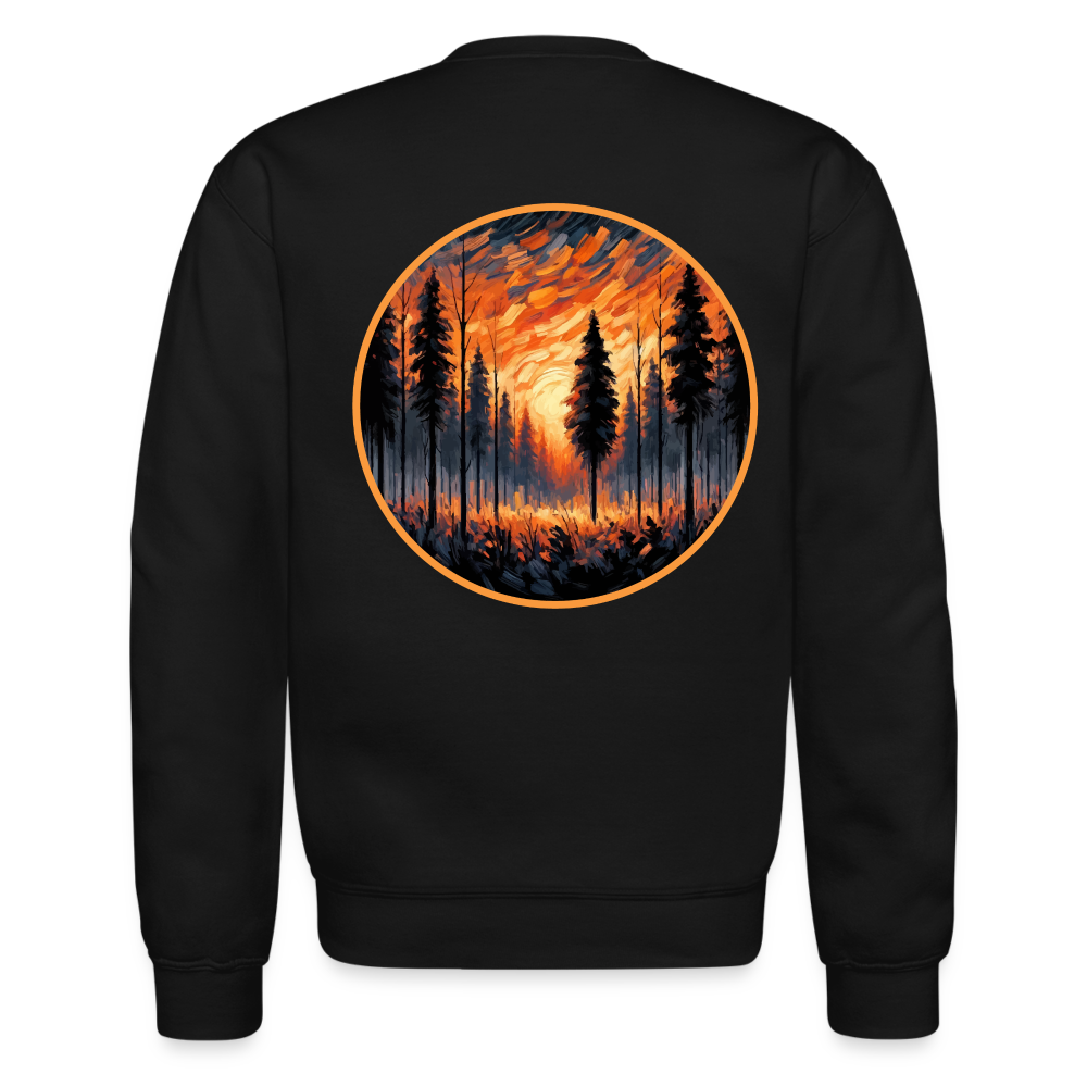 Orange Forest Sunset Crewneck Sweatshirt with Logo - black