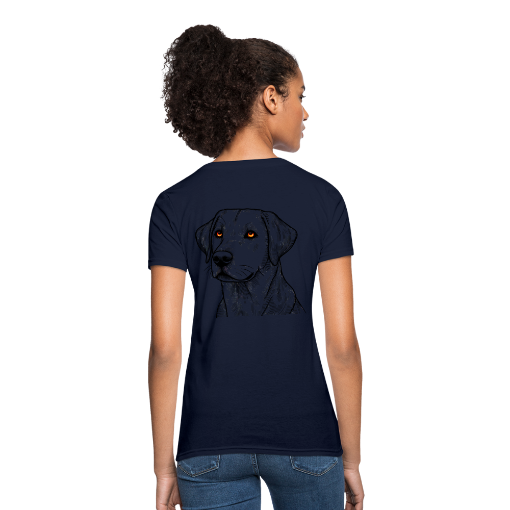 Women's Fine Line Labrador Graphic T-Shirt with Logo - navy