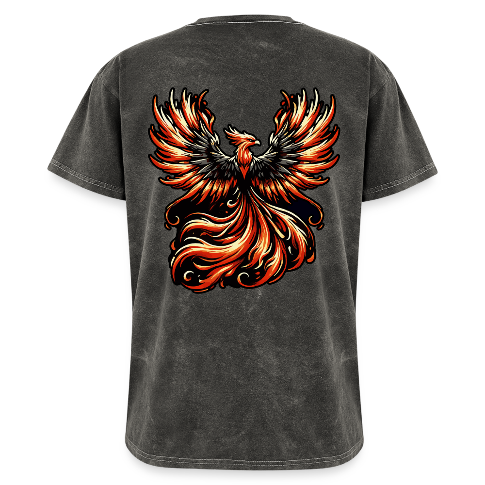 Phoenix Graphic Unisex Mineral Wash T-shirt with Logo - mineral charcoal gray