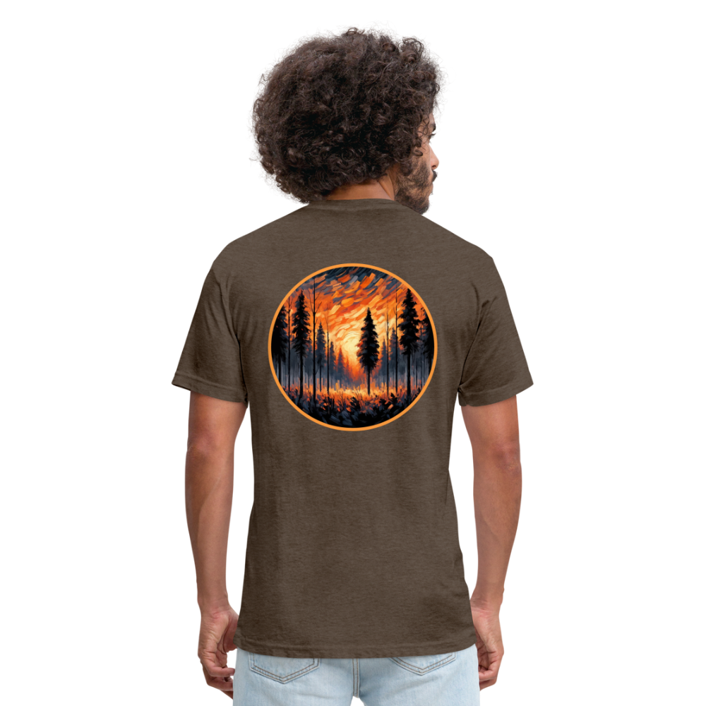 Orange Forest Sunset Graphic Unisex Fitted Cotton/Poly T-Shirt with Logo - heather espresso