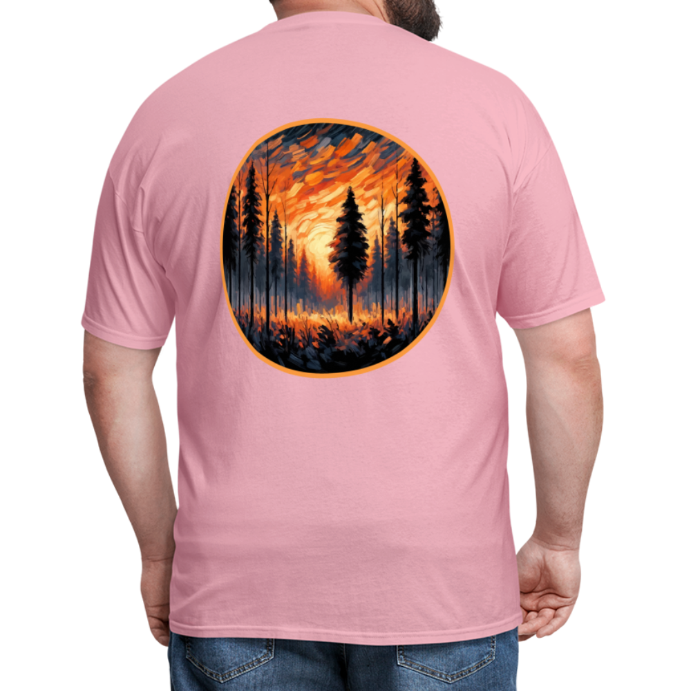 Orange Forest Sunset Unisex Classic T-Shirt with Logo - pink