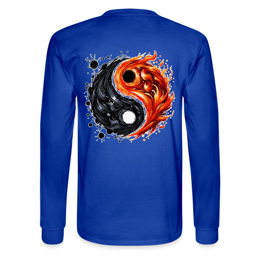 Men's Official Ink and Ember  Yin and Yang Long Sleeve Shirt with Logo - royal blue