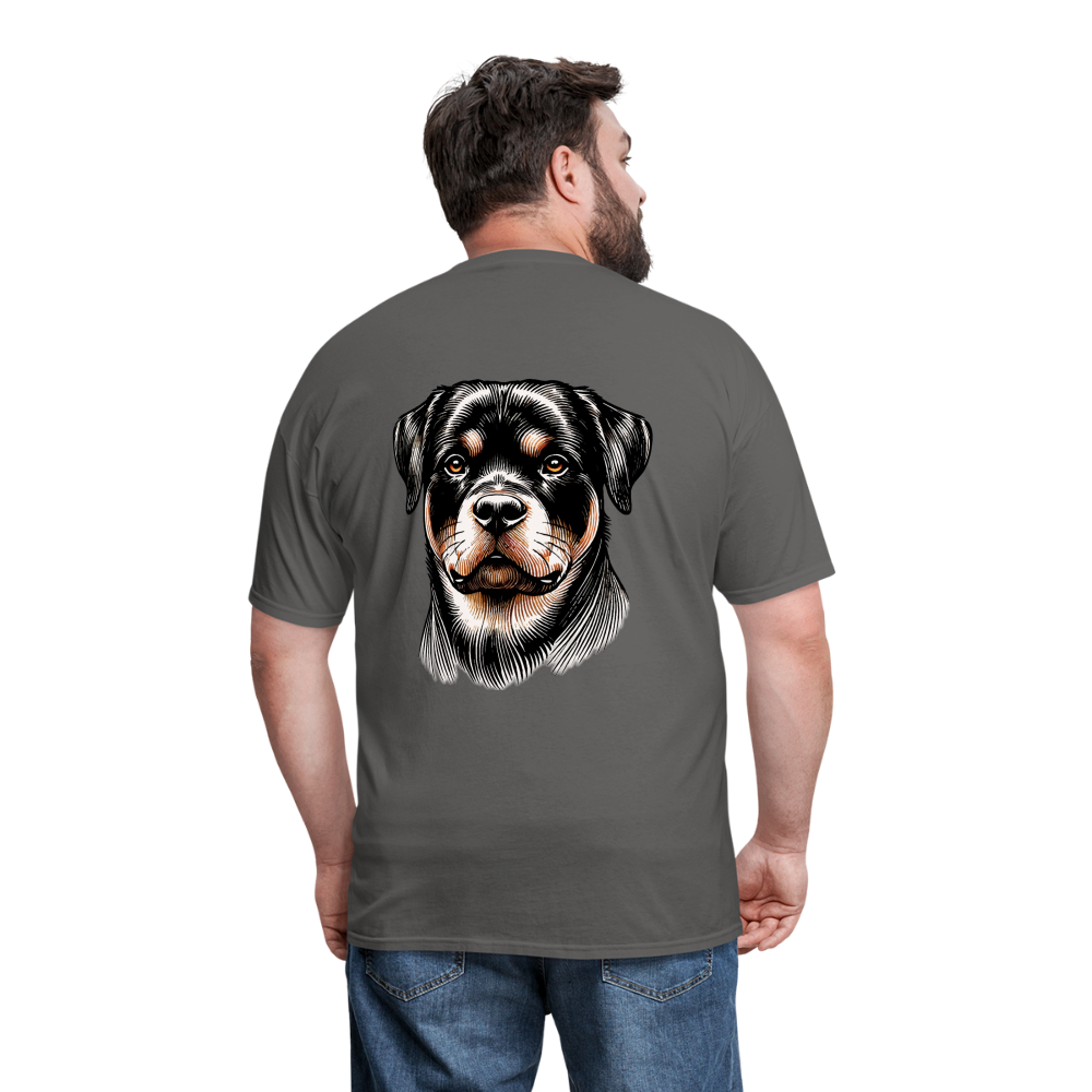 Fine Line Rottweiler Graphic Unisex Classic T-Shirt with Logo - charcoal