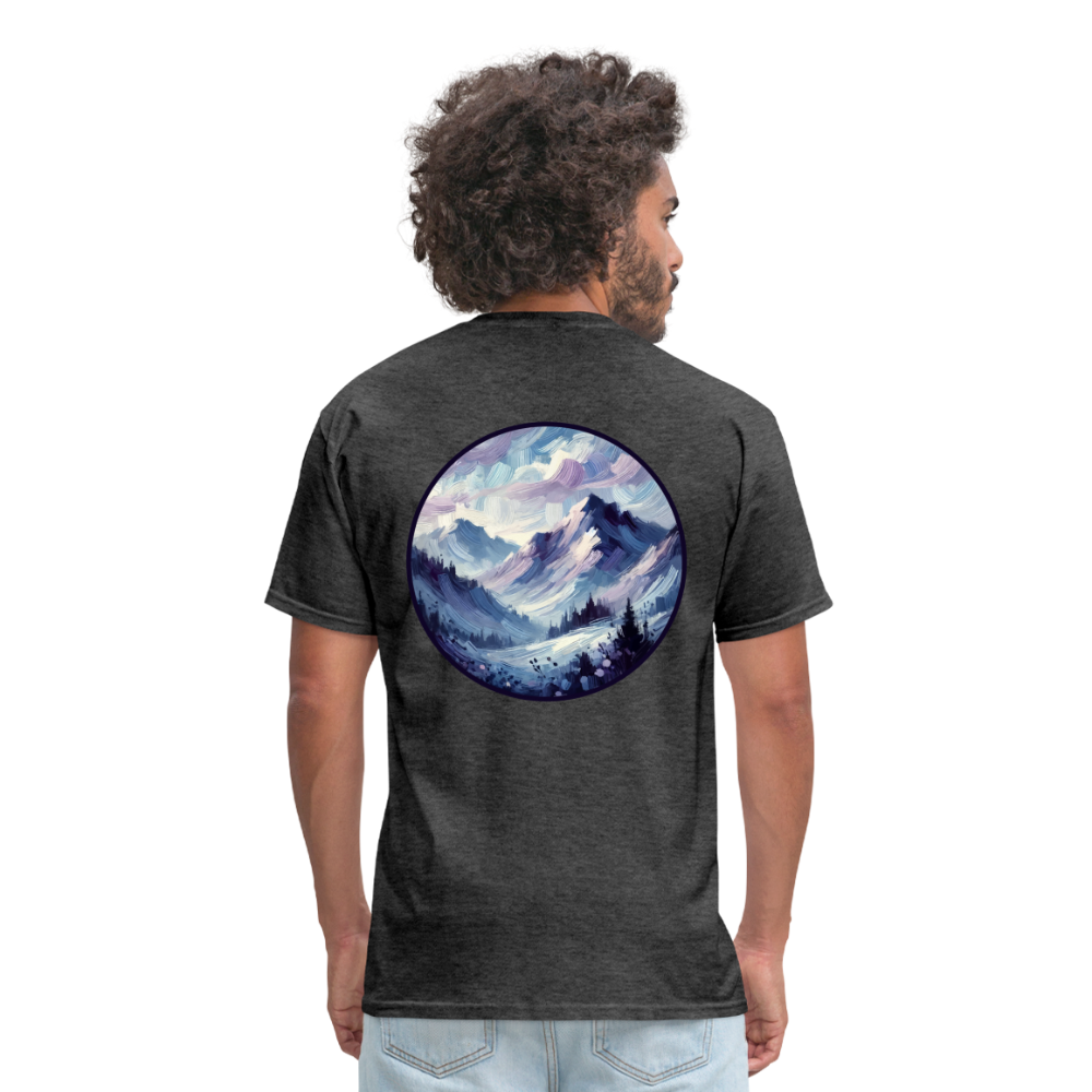 Lavender Blue Mountain Range Unisex Classic T-Shirt with Logo - heather black