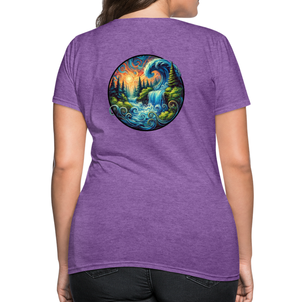 Women's Waterfall Graphic T-Shirt with Logo - purple heather