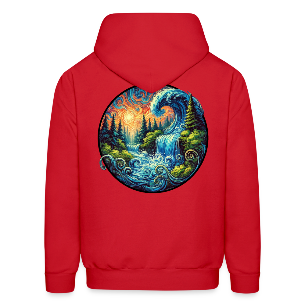 Men's Waterfall Graphic Hoodie with Logo - red