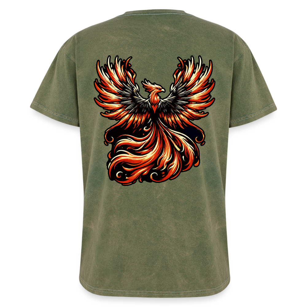 Phoenix Graphic Unisex Mineral Wash T-shirt with Logo - mineral green