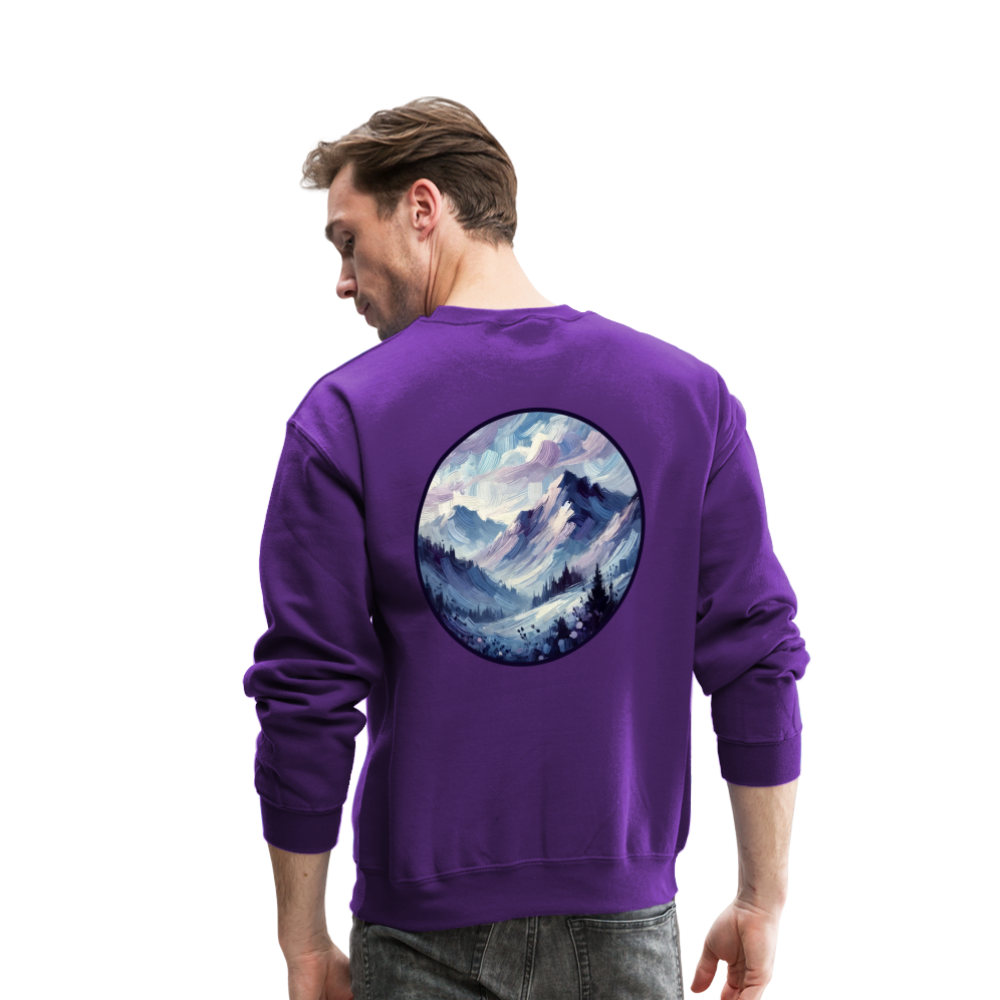 Lavender Blue Mountain Range Crewneck Sweatshirt with Logo - purple