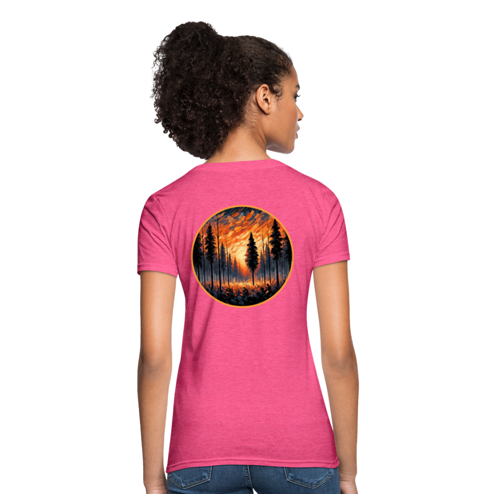 Women's Orange Forest Sunset T-Shirt with Logo - heather pink