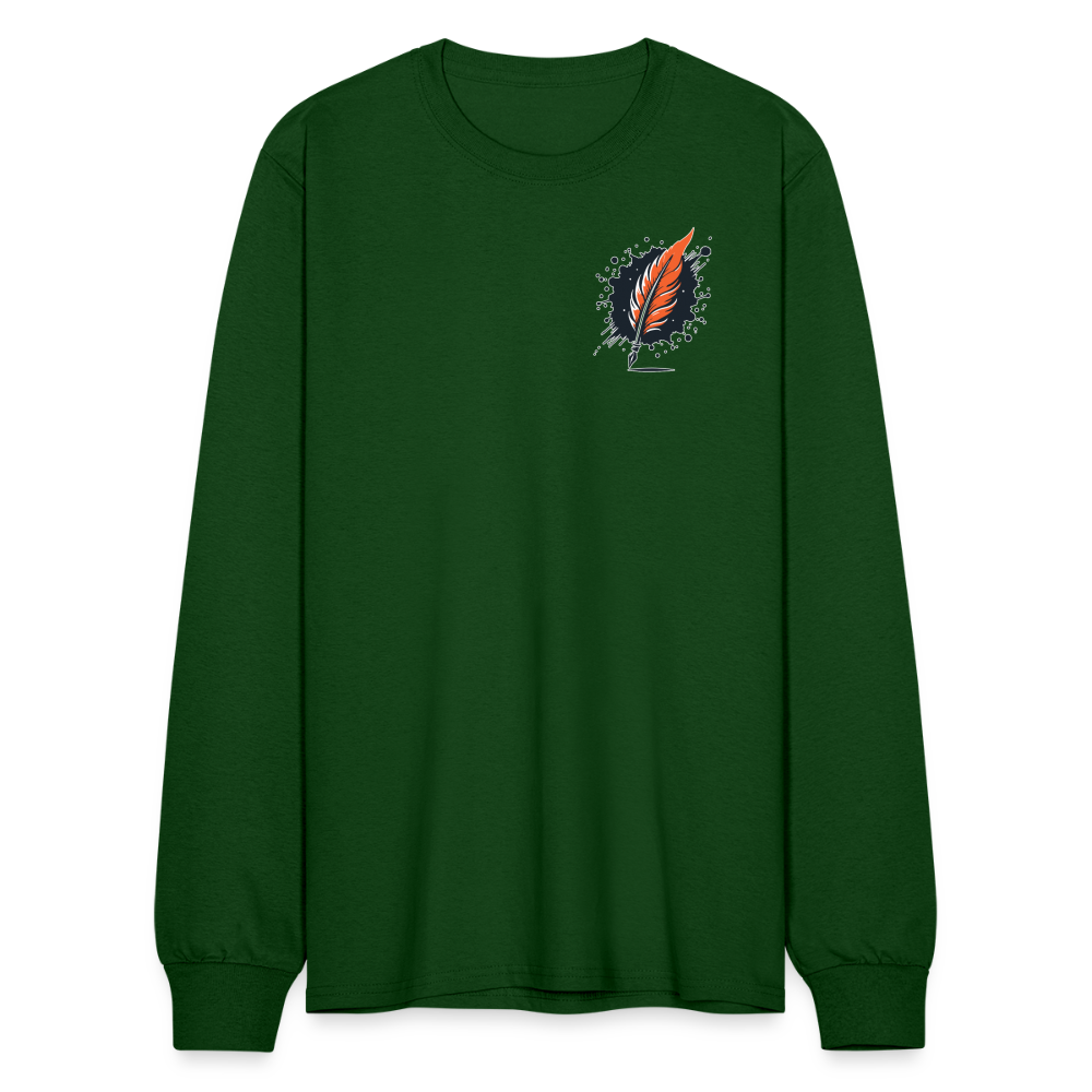 Men's Plain Long Sleeve Shirt with Logo - forest green