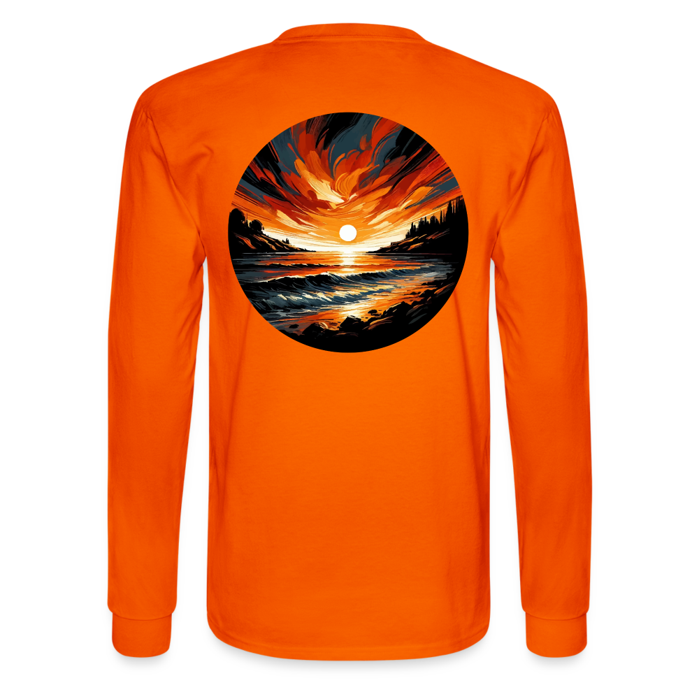 Men's Beach Sunset Graphic Long Sleeve Shirt with Logo - orange