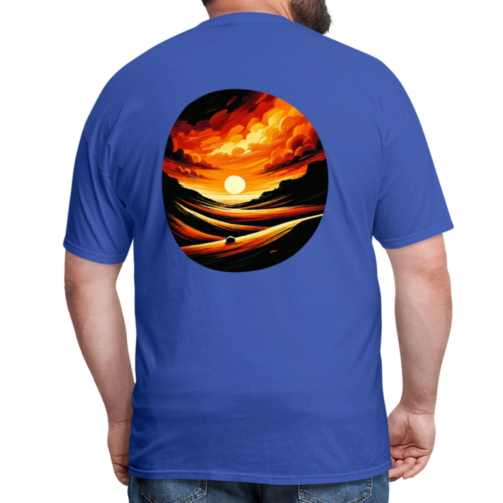 Desert Sunset Graphic Unisex Classic T-Shirt with Logo - royal blue