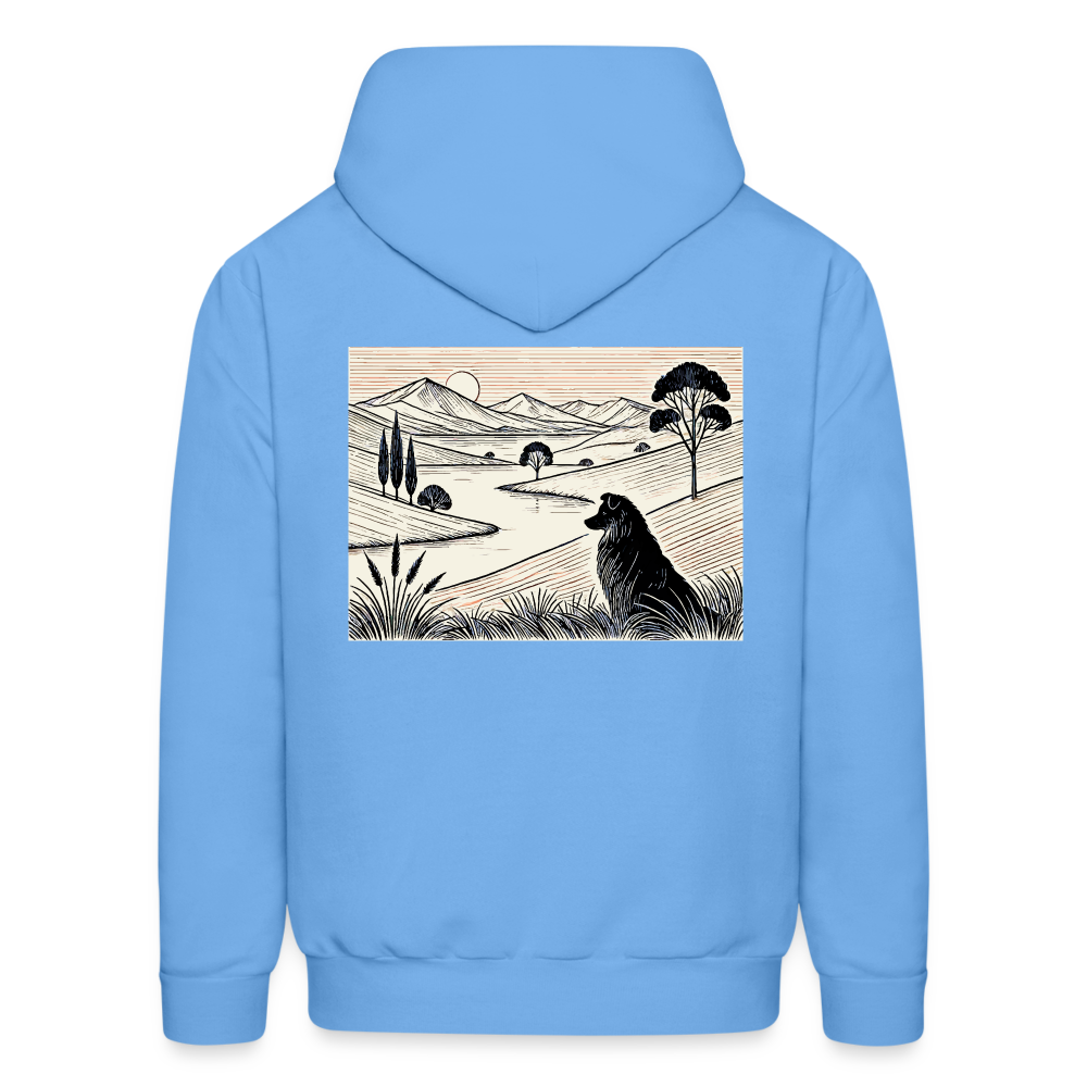 Men's Australian Shepherd Prairie Graphic Hoodie with Logo - carolina blue