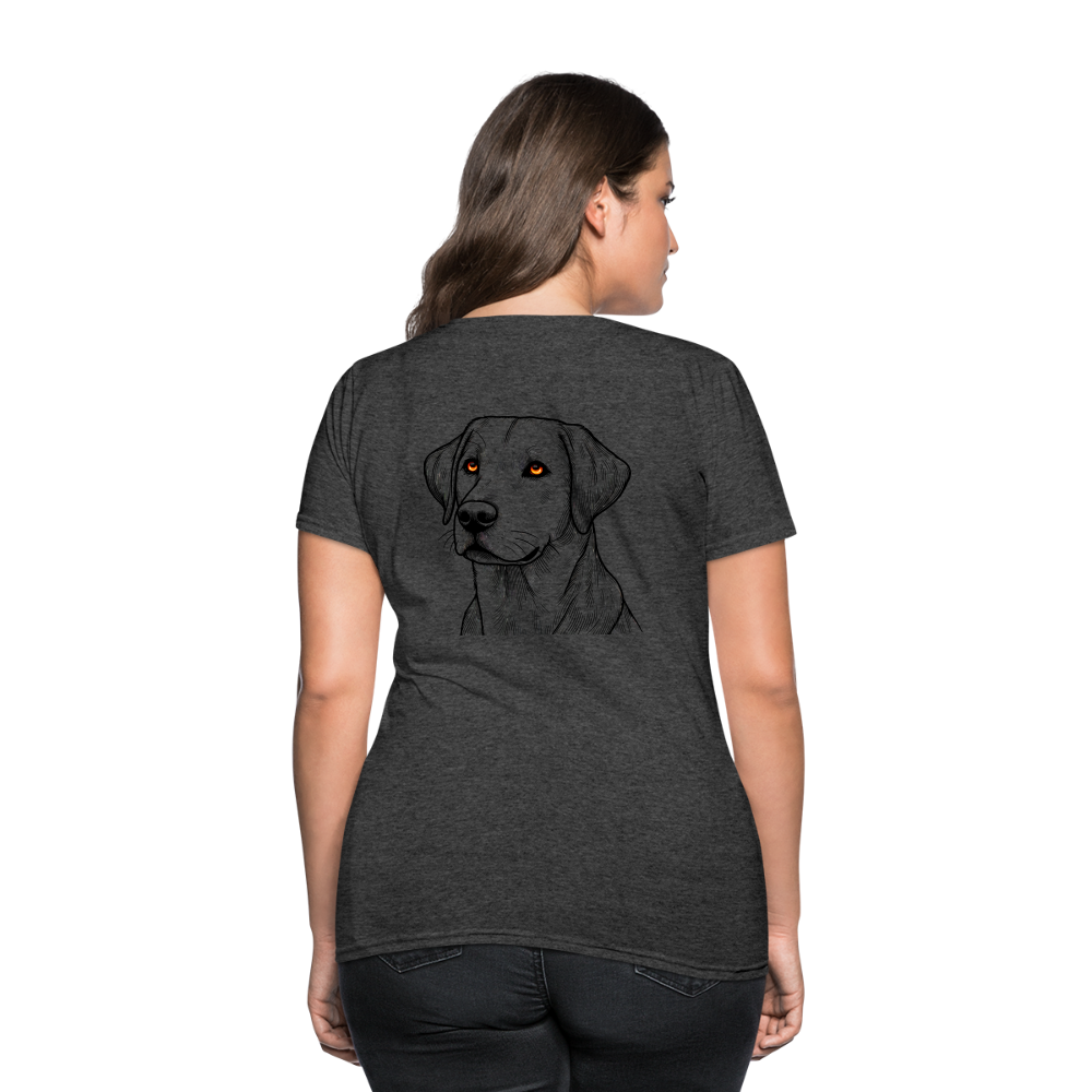 Women's Fine Line Labrador Graphic T-Shirt with Logo - heather black