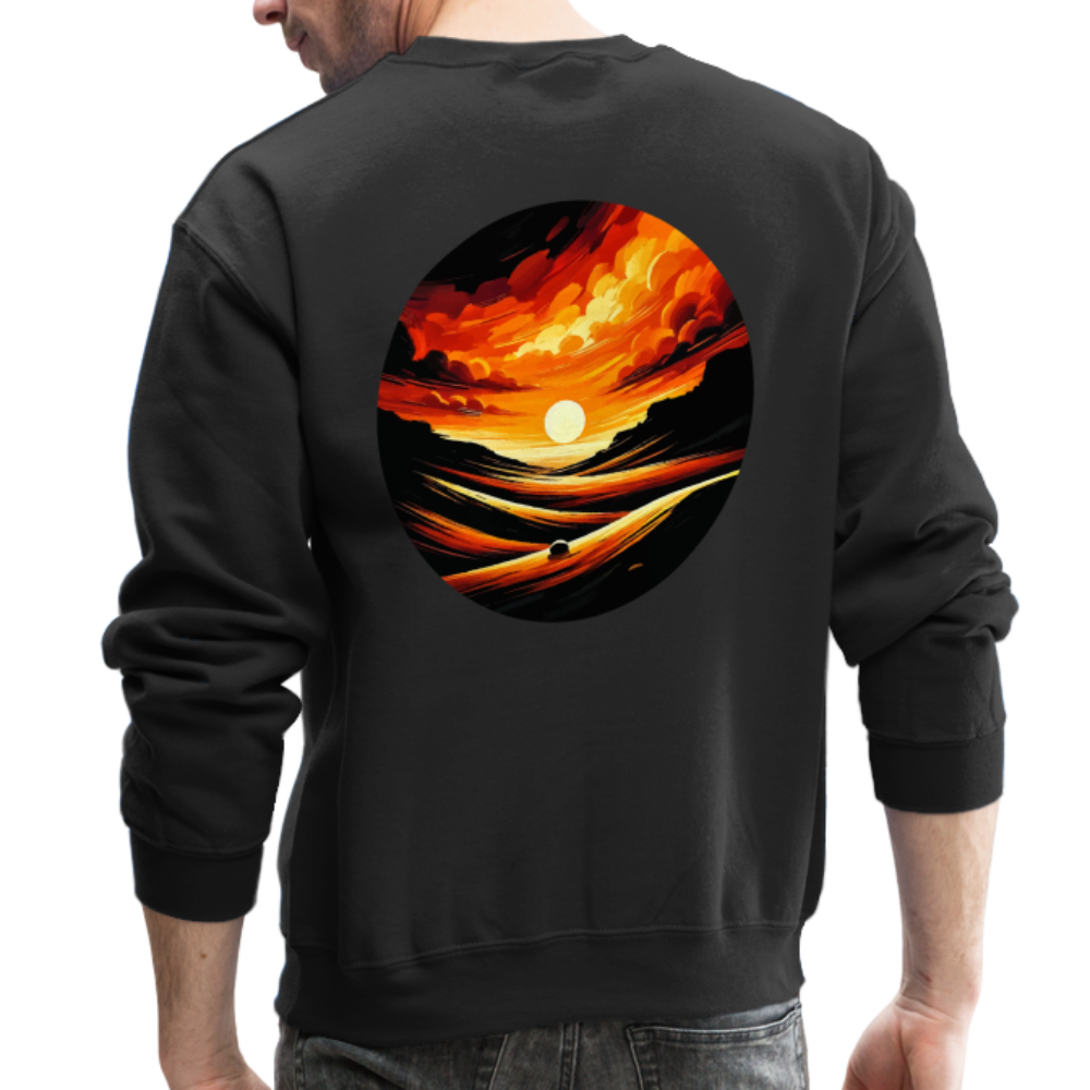 Desert Sunset Graphic Crewneck Sweatshirt with Logo - black